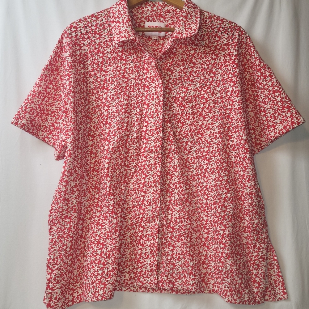 Solid & Striped The Cabana Shirt Women's Size‎ Large Eyelet Floral Cover Up